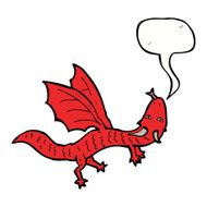 cartoon little dragon with speech bubble N8