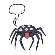 cartoon gross halloween spider with speech bubble N23