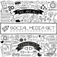 Doodle social media icons set N2