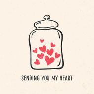 Valentine&#039;s day greeting card with heart jar lettering