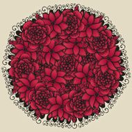 Round floral ornament like bouquet of red flowers N2