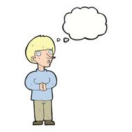 cartoon nervous man with thought bubble N152