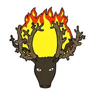 cartoon stag head fire symbol N4