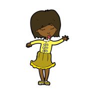 cartoon waving woman N93