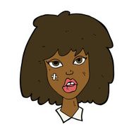 cartoon woman with bruised face N6