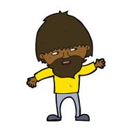 cartoon happy bearded man waving N7