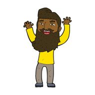 cartoon happy bearded man waving arms N7