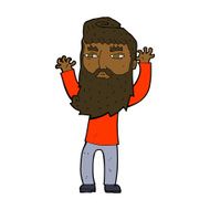 cartoon bearded man waving arms N7