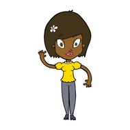 cartoon pretty woman waving N60