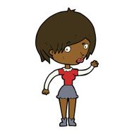 cartoon waving woman N94