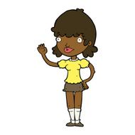 cartoon waving woman N95