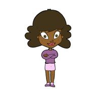 cartoon happy woman with folded arms N13