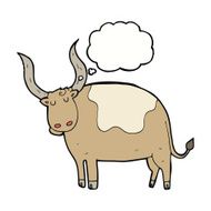 cartoon ox with thought bubble N10