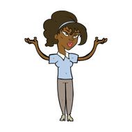 cartoon woman raising hands in air N11