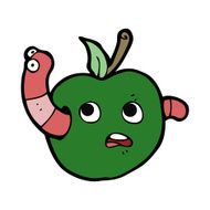 cartooon worm in apple N5
