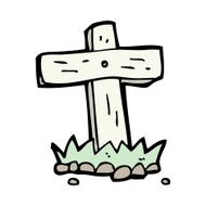 cartoon wooden cross grave N19