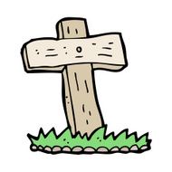 cartoon wooden cross grave N20