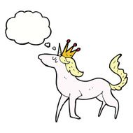 cartoon unicorn with thought bubble N47
