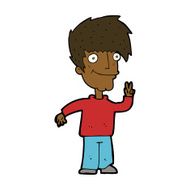 Cartoon Man Giving Peace Sign N41