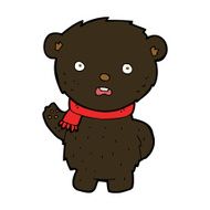 cartoon black bear wearing scarf N7