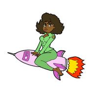 cartoon army pin up girl riding missile N5