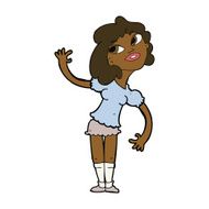 Cartoon Woman Waving N231