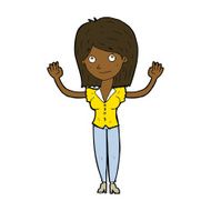 cartoon woman holding up hands N13