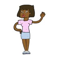 Cartoon Woman Waving N232
