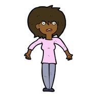 cartoon woman shrugging shoulders N334