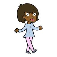 cartoon woman with open arms N68