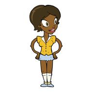 cartoon happy woman in short skirt N7
