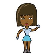 cartoon waving woman N96
