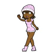 cartoon pretty girl in hat waving N8