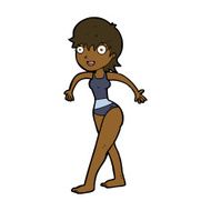 cartoon happy woman in swimming costume N8