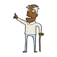 cartoon old man with walking stick N7