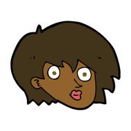 cartoon surprised female face N45