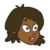 cartoon female face with surprised expression N12