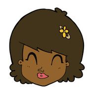 cartoon happy female face N124