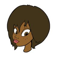 cartoon pretty female face pouting N8