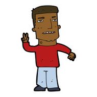Cartoon Man Giving Peace Sign N42