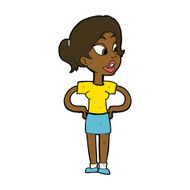 cartoon woman with hands on hips N151