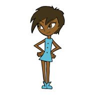 Cartoon Girl With Hands On Hips N17