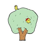 cartoon tree with birdhouse N7