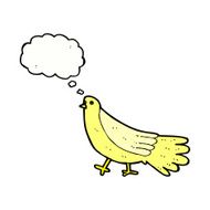 cartoon bird with thought bubble N349