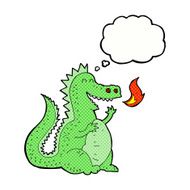 cartoon fire breathing dragon with thought bubble N4