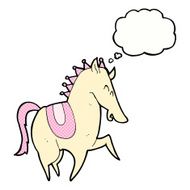 cartoon prancing horse with thought bubble N9