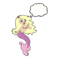 cartoon pretty mermaid with thought bubble N43