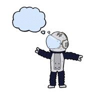 cartoon astronaut reaching with thought bubble N11