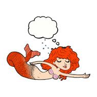 cartoon mermaid with thought bubble N72