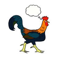 cartoon cockerel with thought bubble N30